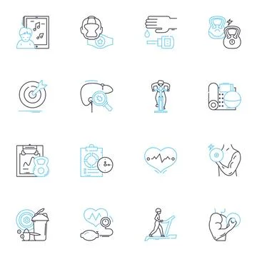 Wellness coaching linear icons set. Empowerment, Mindfulness, Self-care, Growth Stock Illustration