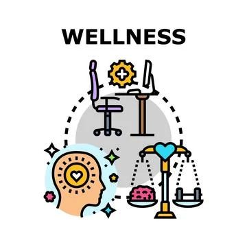 Wellness concept encompassing mental, physical, and work life balance イラスト素材