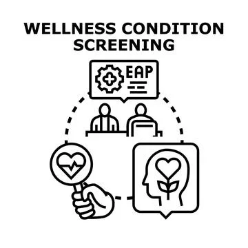 Wellness condition screening process with mental and physical health Stock Illustration