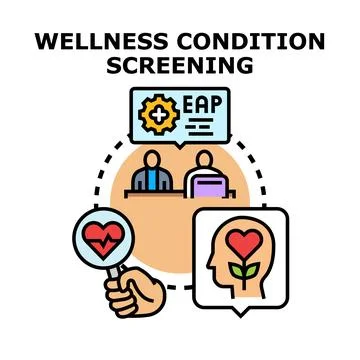 Wellness condition screening process with mental and physical health 스톡 일러스트