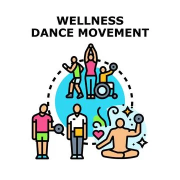 Wellness dance movement activities for physical and mental health Stock-Illustration