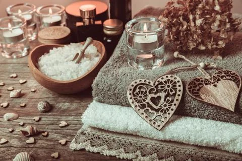 Wellness decoration, Spa concept in Valentine's Day Stock Photos