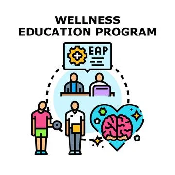 Wellness education program improving physical and mental health Illustrazione stock