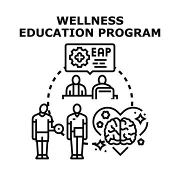 Wellness education program improving physical and mental health Illustrazione stock