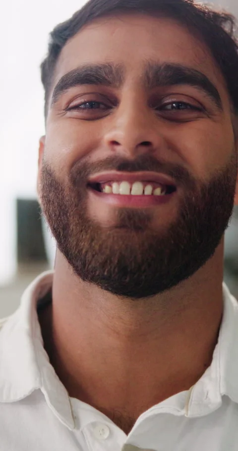 Wellness, face and happy man with unwind, positive attitude and optimism on Stock Footage 337222334