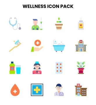 Wellness Flat Graphics Icons Pack Stock Illustration