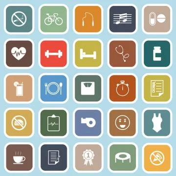 Wellness flat icons on blue background Stock Illustration