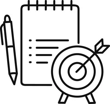 Wellness goals planning notepad and target icon Stock Illustration