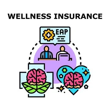 Wellness insurance program offering mental and physical health support Illustrazione stock