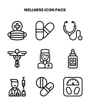 Wellness Line Bundle Icons Pack Stockillustratie