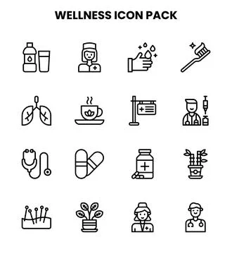 Wellness Line Bundle Icons Pack Stock Illustration