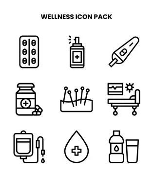 Wellness Line Graphics Icons Pack Stock Illustration