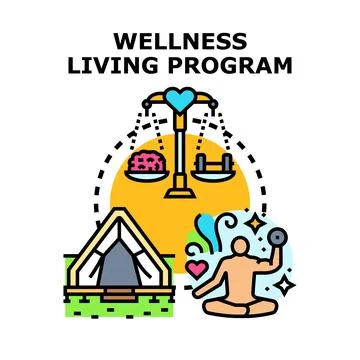Wellness living program balancing mind and body Stock Illustration