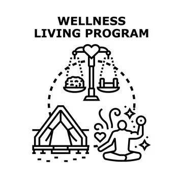 Wellness living program balancing mind and body Stock Illustration