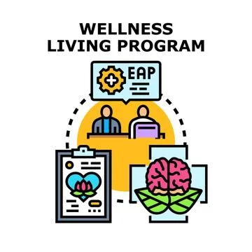Wellness living program promoting employee mental health Stock Illustration