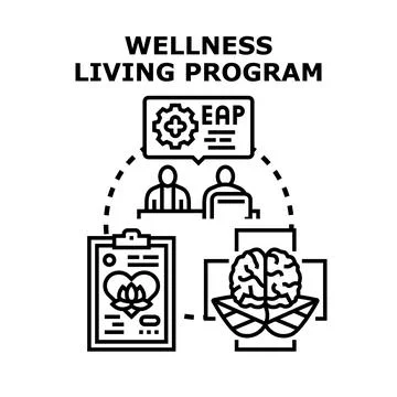 Wellness living program promoting employee mental health Stock Illustration