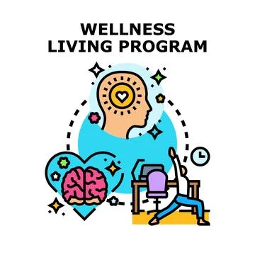 Wellness living program promoting mental and physical health 库存插图