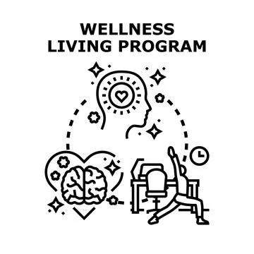 Wellness living program promoting mental and physical health 库存插图