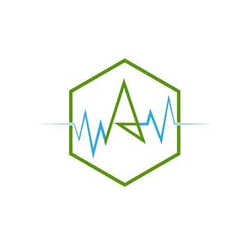 Wellness logo with Pulse design Stock Illustration