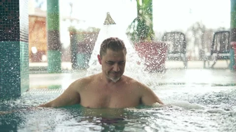 Wellness - man in spa pool Stock Footage 132919766