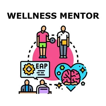 Wellness mentor supporting people for balanced lifestyle Stock Illustration
