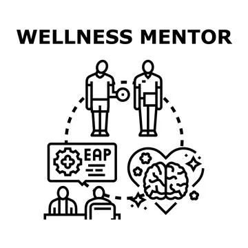 Wellness mentor supporting people for balanced lifestyle Stock Illustration