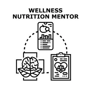 Wellness nutrition mentor program vector concept Illustration