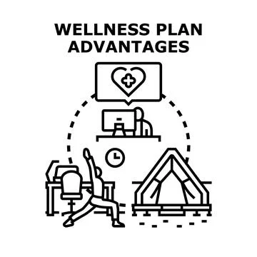 Wellness plan advantages concept including work life balance Illustrazione stock
