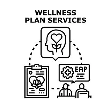 Wellness plan services offering support and care Stock Illustration