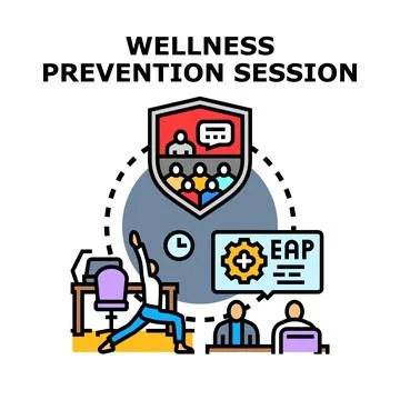 Wellness prevention session concept offering employee assistance program se.. Stock Illustration