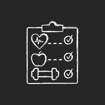 Wellness program chalk white icon on dark background. 스톡 일러스트