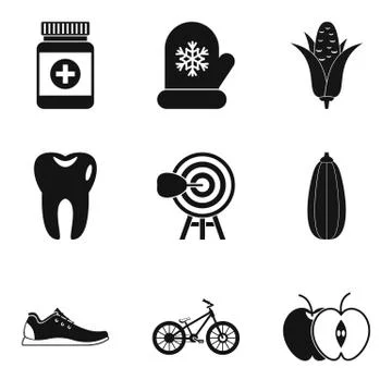 Wellness program icons set, simple style Stock Illustration