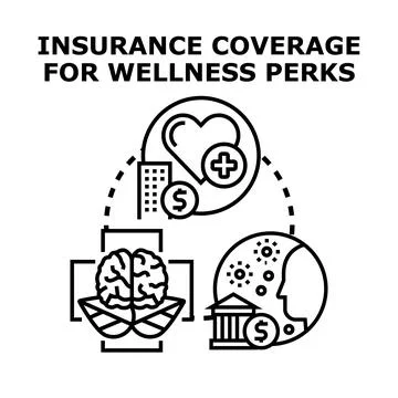 Wellness program insurance coverage perks and benefits Stock Illustration