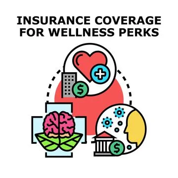 Wellness program insurance coverage perks and benefits Stock Illustration