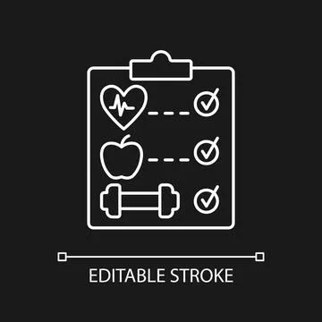 Wellness program white linear icon for dark theme. 스톡 일러스트