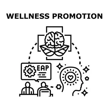 Wellness promotion concept improving mental health and well being Illustrazione stock
