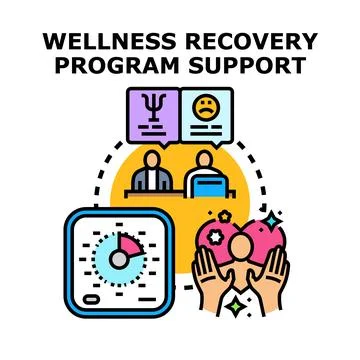 Wellness recovery program support group sessions aiding mental health progres Stock Illustration