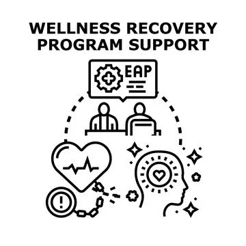 Wellness recovery program support with mental and physical health Stock Illustration