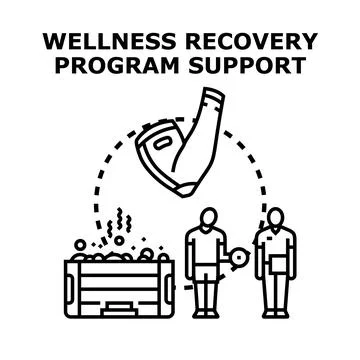 Wellness recovery program support with therapy and exercise Иллюстрация