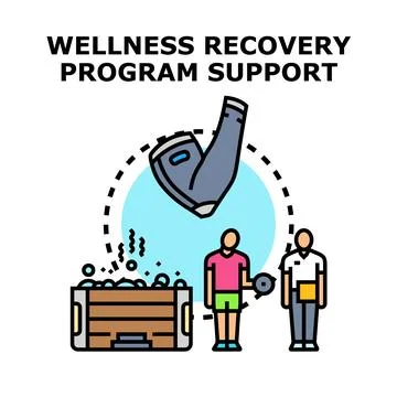 Wellness recovery program support with therapy and exercise Stock Illustration