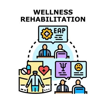 Wellness rehabilitation program offering mental and physical health support 库存插图