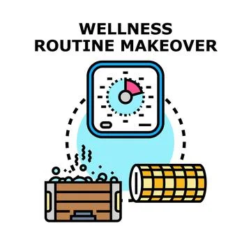 Wellness routine makeover concept with spa and timer イラスト素材