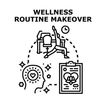 Wellness routine makeover plan optimizing mental physical health Ilustración de archivo