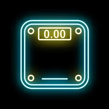 Wellness scale icon glowing with neon light Stockillustratie