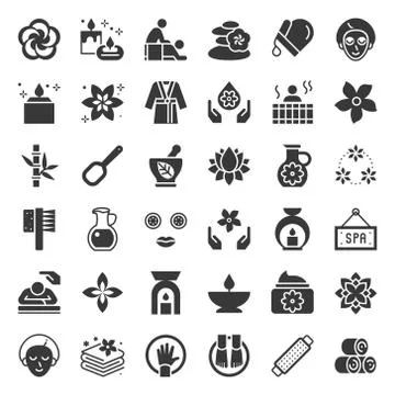 Wellness Spa and sauna elements, solid icon Stock Illustration