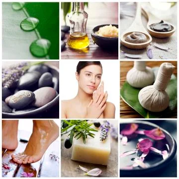 Wellness spa collage Stock Illustration