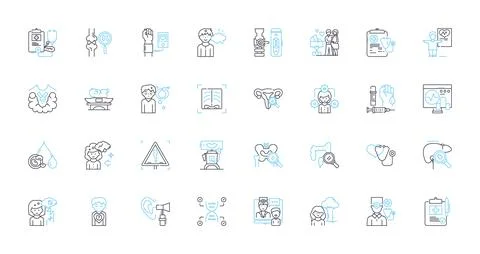 Wellness supervision linear icons set. Balance, Nutrition, Exercise Ilustración de archivo