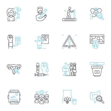 Wellness supervision linear icons set. Balance, Nutrition, Exercise Stock Illustration