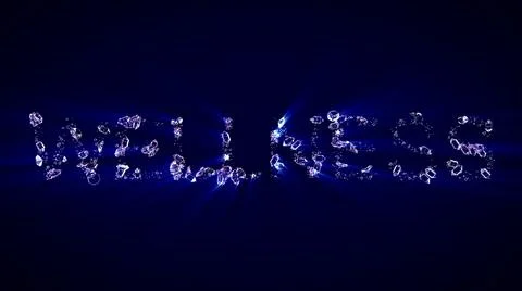 Wellness - text of diamonds with blue light rays Stock Illustration