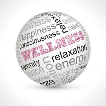 Wellness theme sphere with keywords Stock Illustration